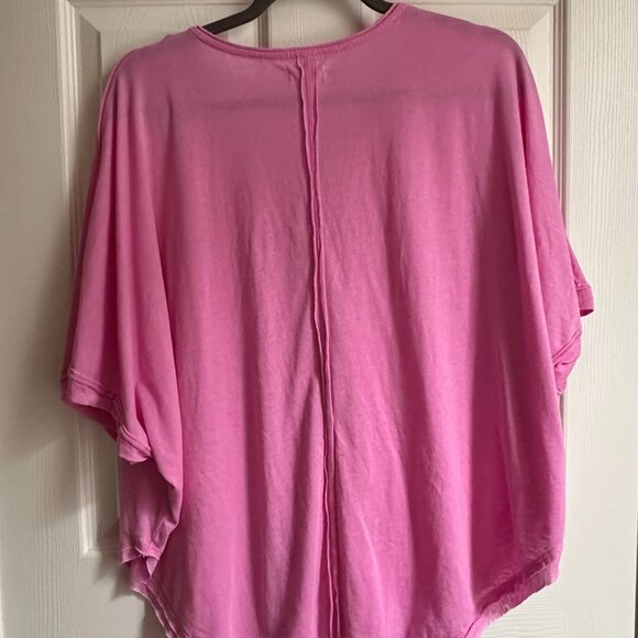 Simply Southern Women's XXL Loose Fit Pink Dolman Henley T-shirt - Raw Hem - Picture 4 of 10